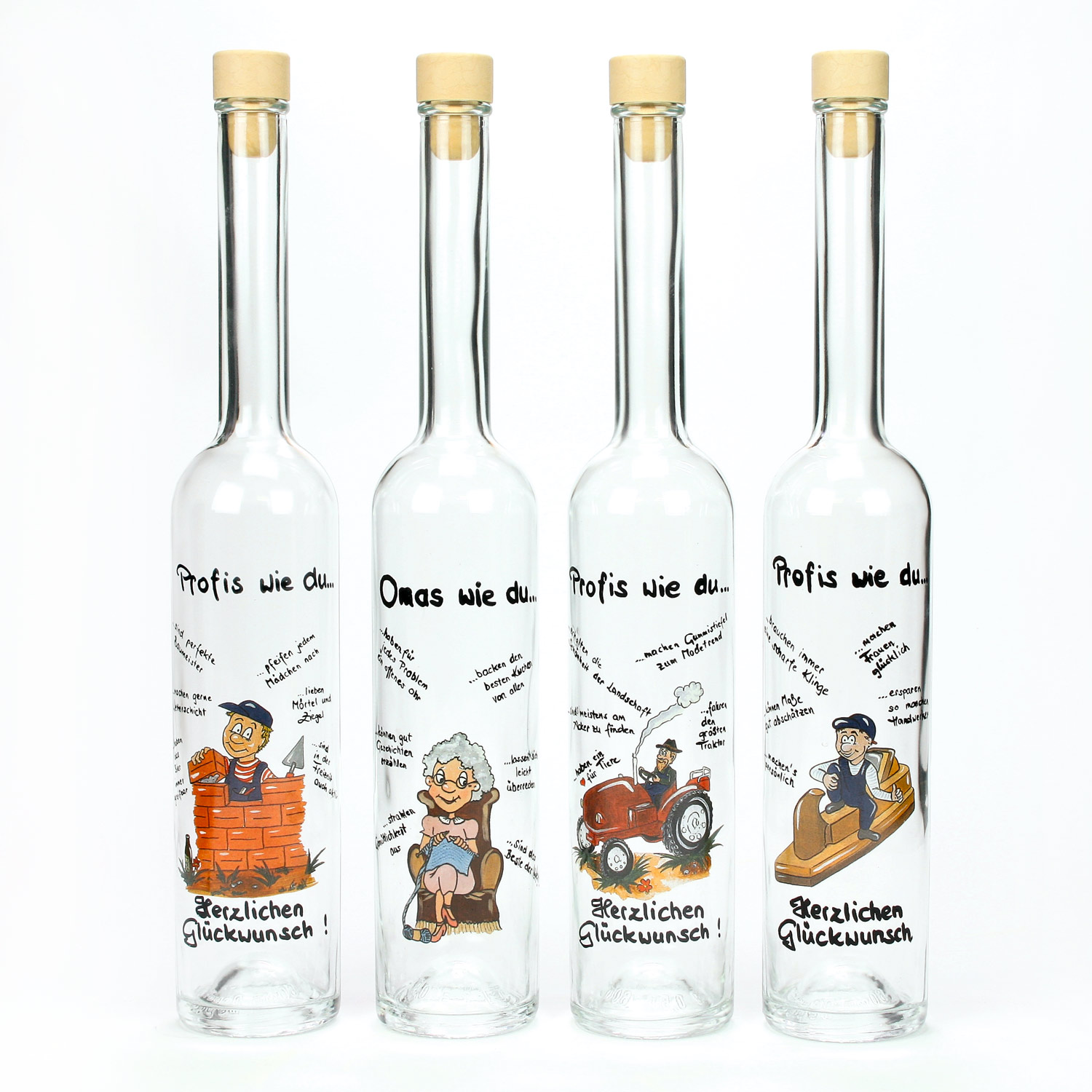 Flasche weiß 0,5 l mit Spruch