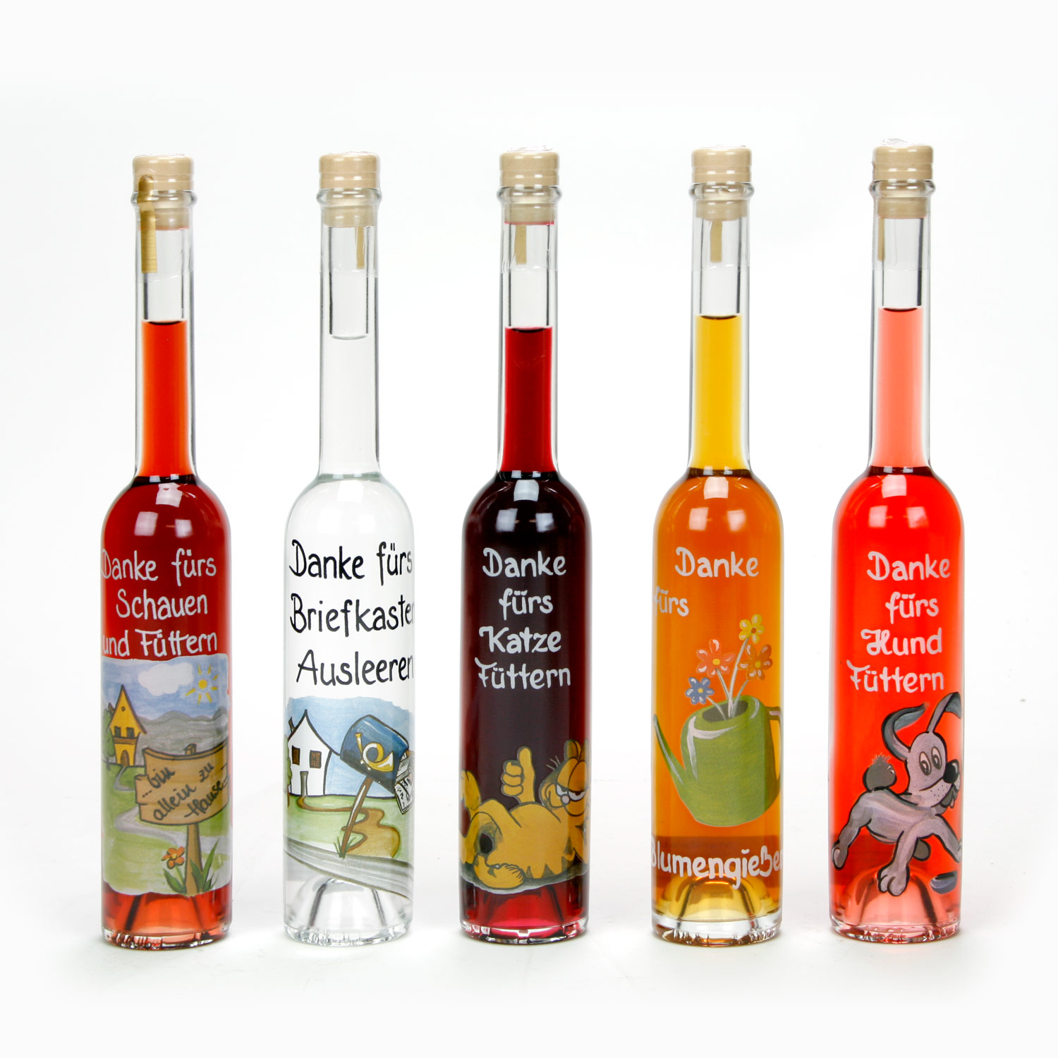 Flasche "Platin" bemalt mit "Danke für ..." gefüllt