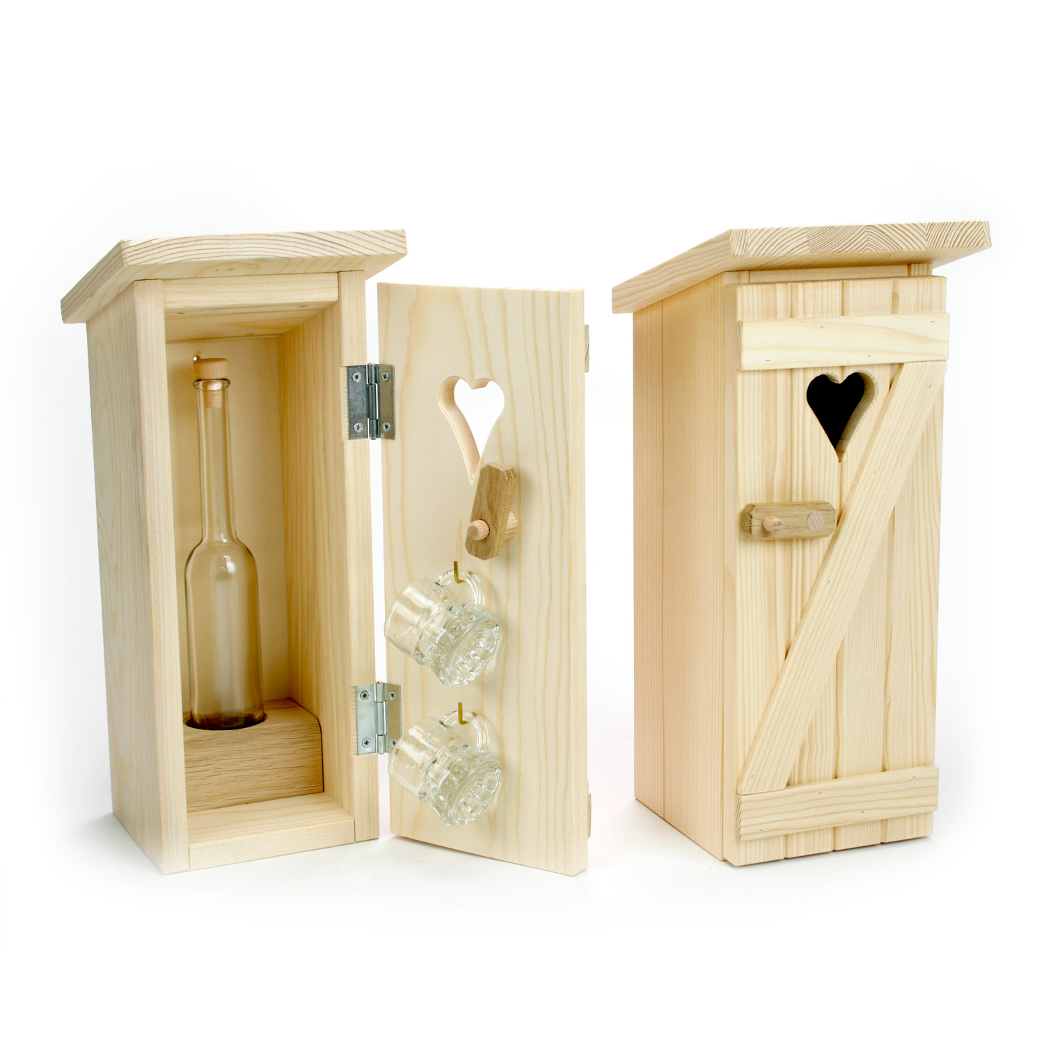 Stilles Örtchen mit Flasche "Platin" 0,1 l und 2 Krügerl unbemalt