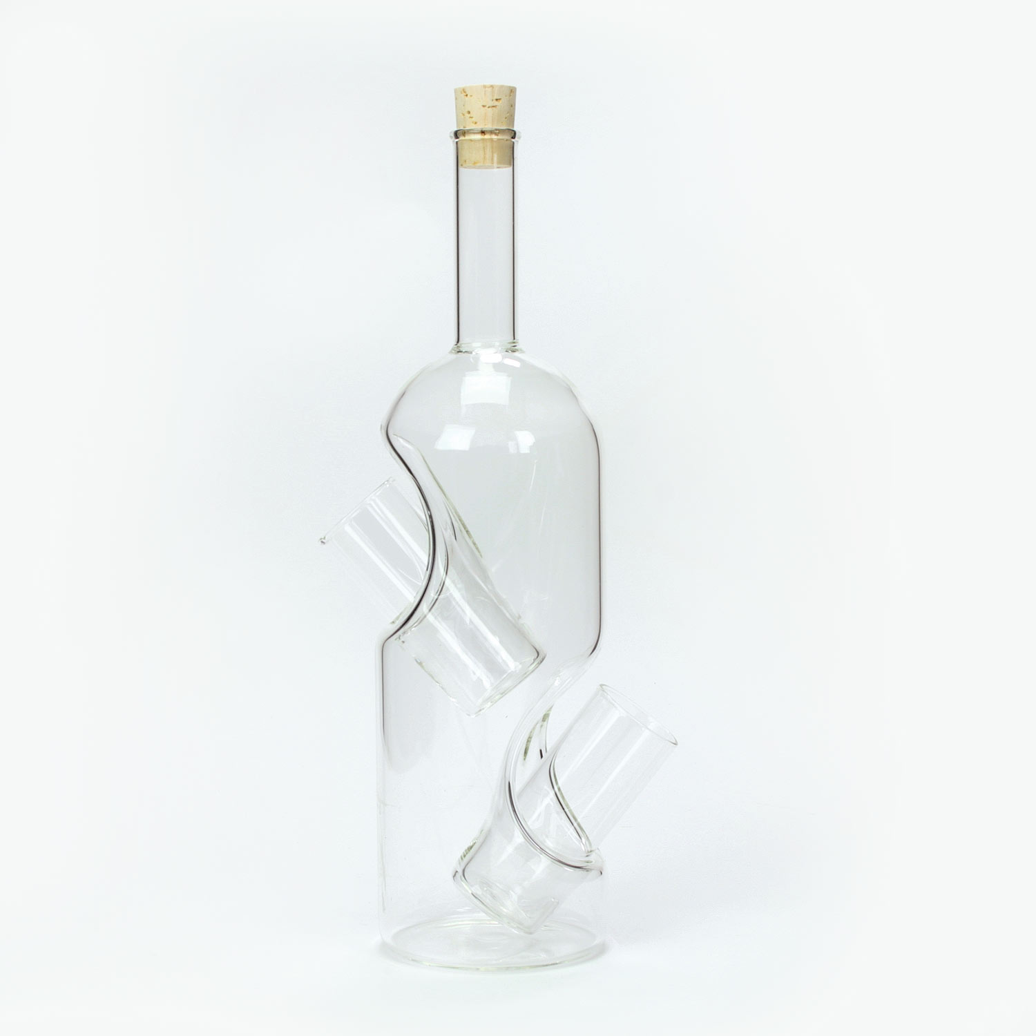 Flasche mundgeblasen 0,7 l mit 2 Stamperl ohne Motiv