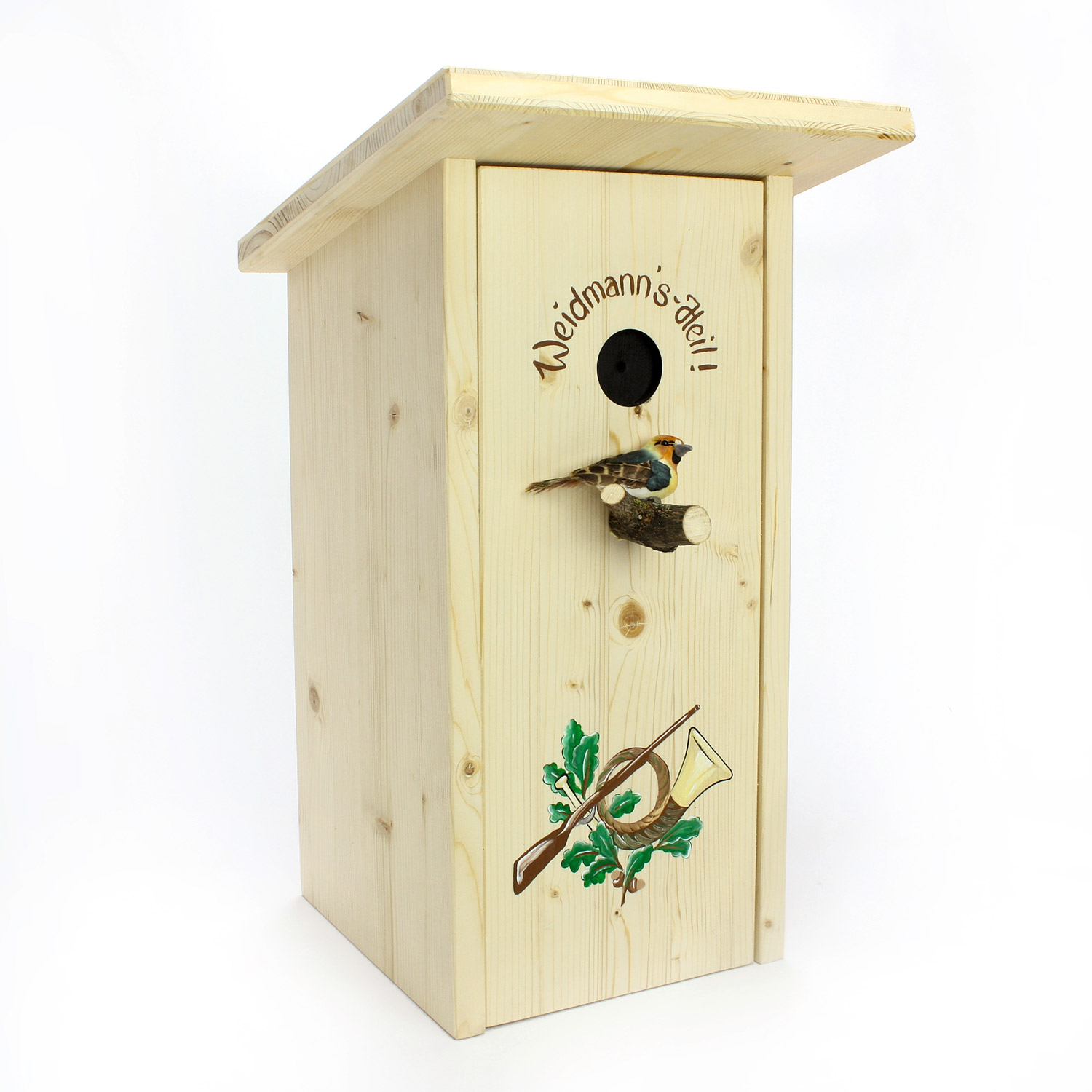 Nistkasten groß mit Flasche "Opera" 0,5 l und 6 Grappagläser bemalt