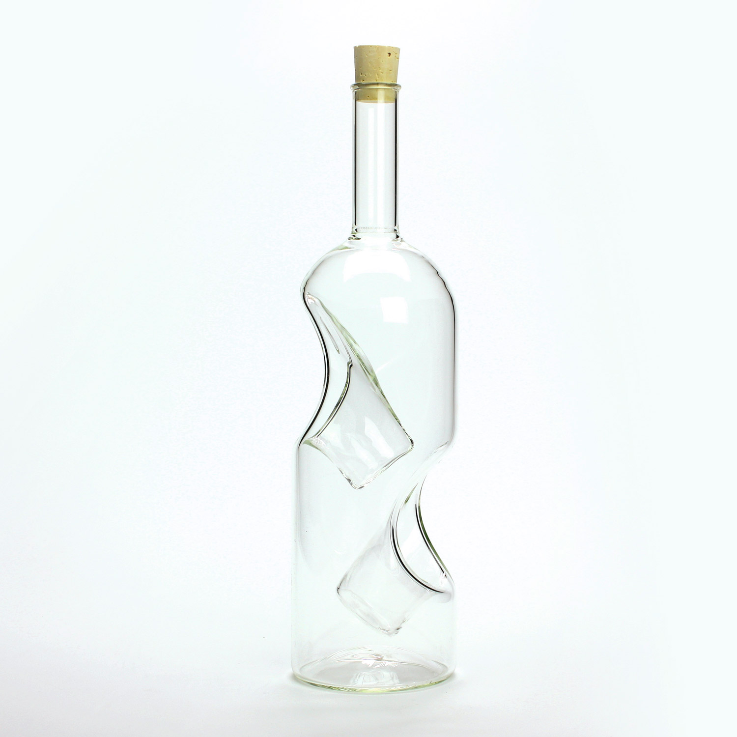 Flasche mundgeblasen 0,7 l für 2 Stamperl