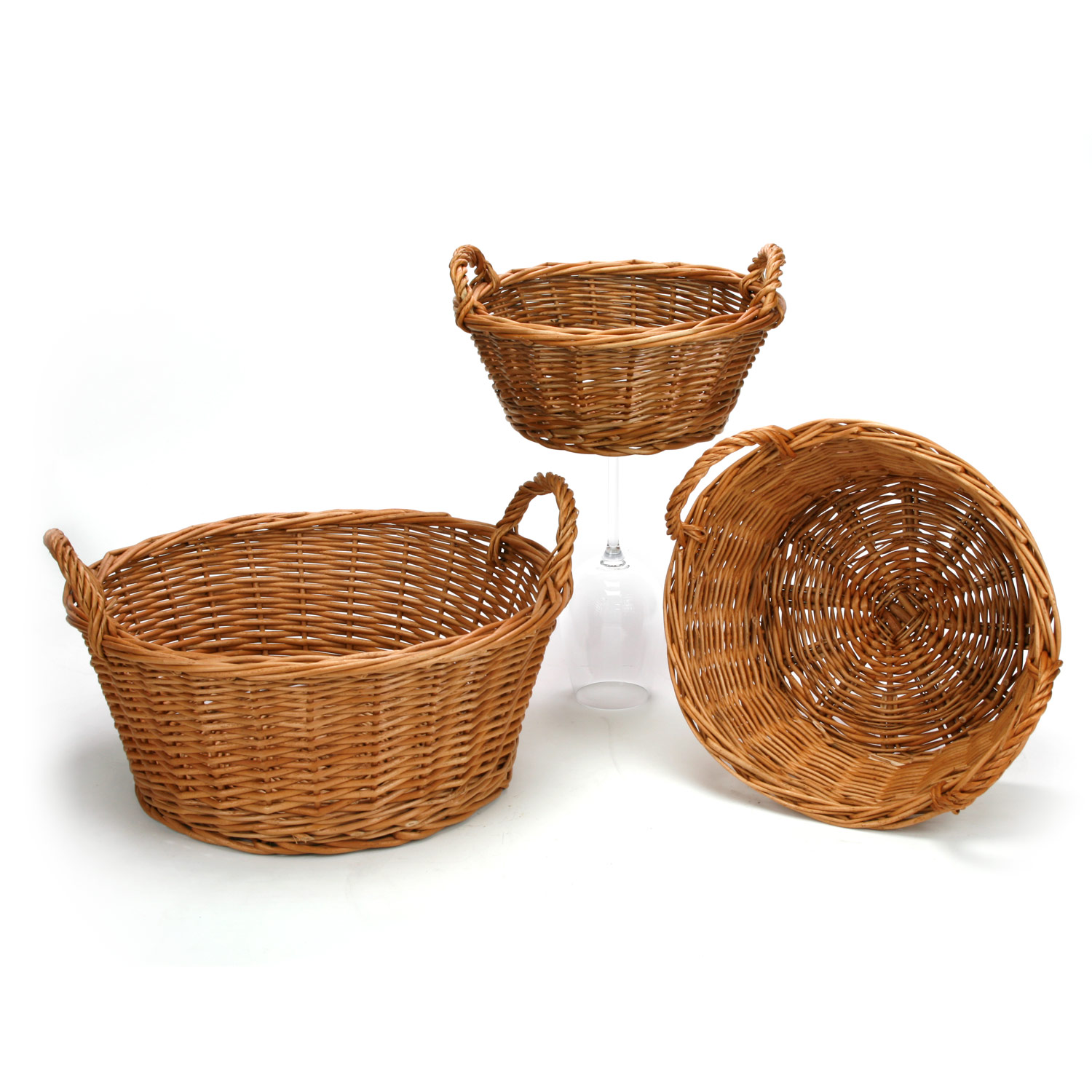 Weidenkorb mit Henkel, rund